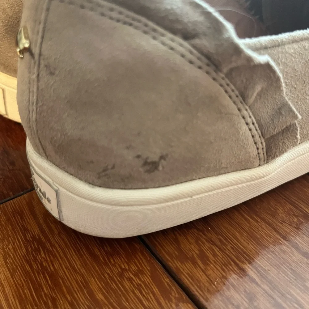 kate spade taupe slip-on sneakers with white sole